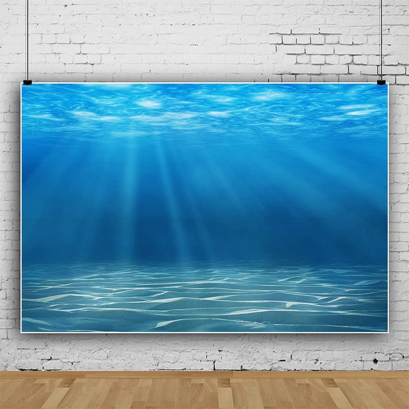 Laeacco Underwater World Background 13x10ft Undersea World Sunlight Deep Sea Blue Water Sun Ray Backdrop Seabed Children Birthday Party Home Decoration Kid Boy Newborn Photo Studio Aquarium Background - Image 3